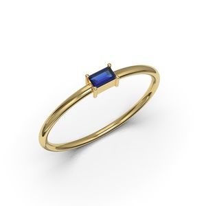 10K YELLOW GOLD BAGUETTE CUT SAPPHIRE CZ RING